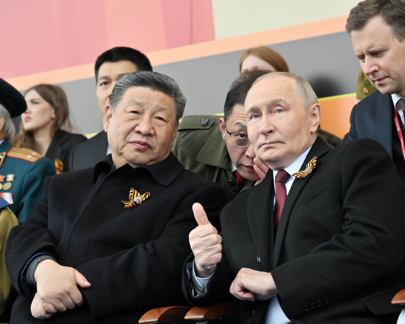 Chinese President Xi Jinping and Russian President Vladimir Putin attend Russia’s Victory Day military parade in Moscow in May 2025, symbolizing the growing strategic partnership between the two nations.