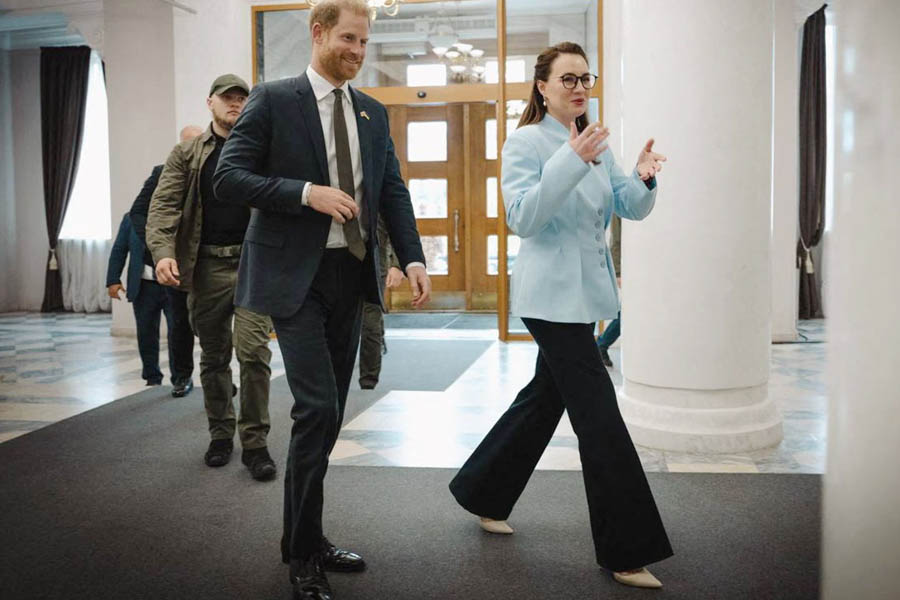 Ukraine's prime minister, Yulia Svyrydenko, with Prince Harry in Kyiv as the Duke of Sussex delivers a passionate plea for the US to honour its international obligations.