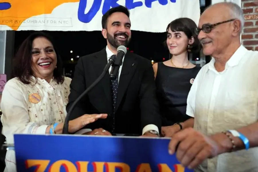 Zohran Mamdani with his parents Mahmood Mamdani and Mira Nair